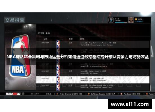 NBA球队转会策略与市场运营分析如何通过数据驱动提升球队竞争力与财务效益