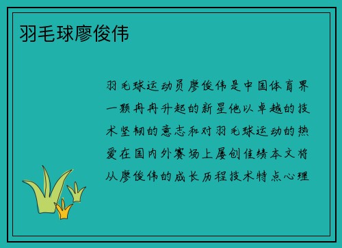 羽毛球廖俊伟